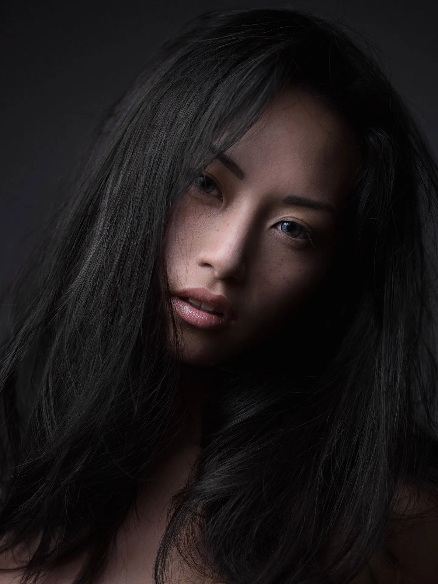 Fashion beauty portrait long dark hair - agency test