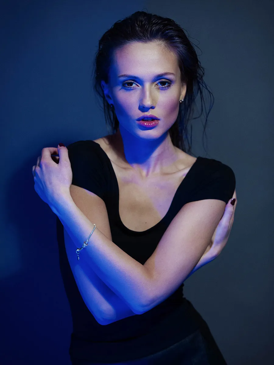 Dramatic blue light portrait - editorial