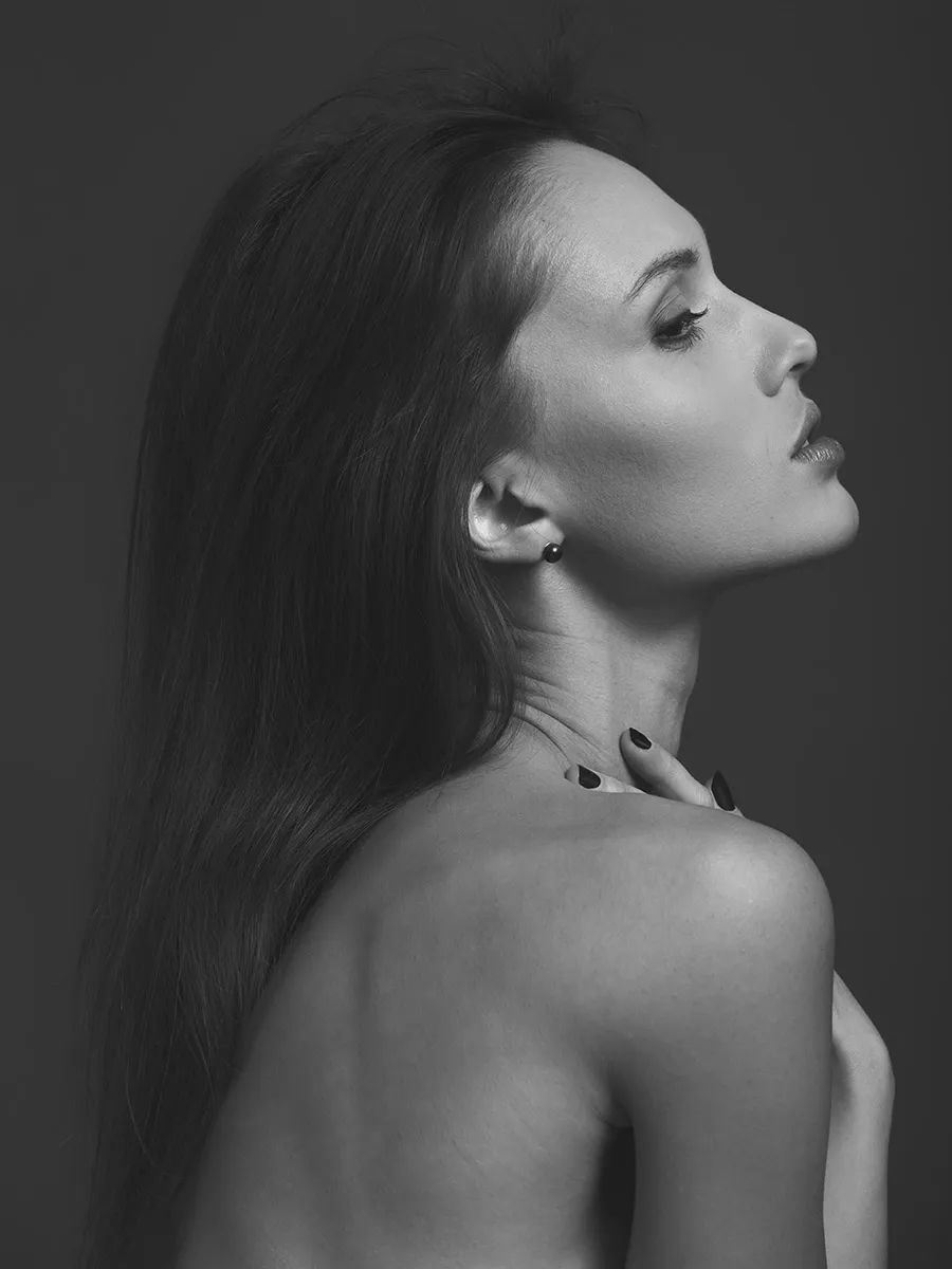 Elegant profile portrait bw - editorial