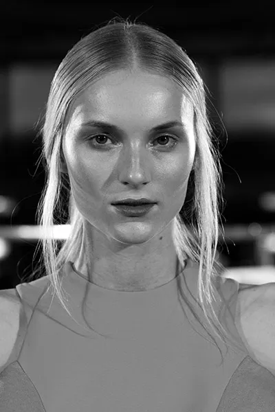 Model close up dramatic bw - fashion week 1