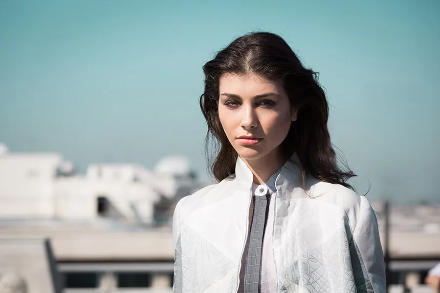 Model white shirt outdoor portrait - fashion week 1
