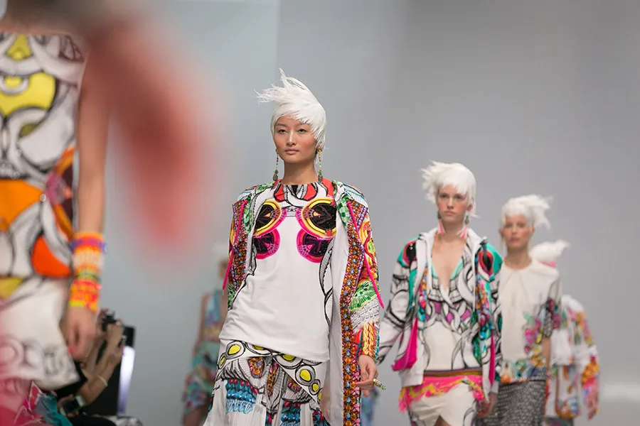 Runway models colorful prints collection - fashion week 1