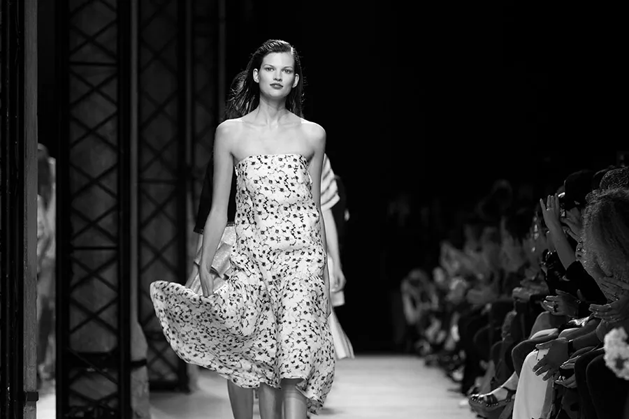 Runway floral dress spotlight bw - fashion week 1