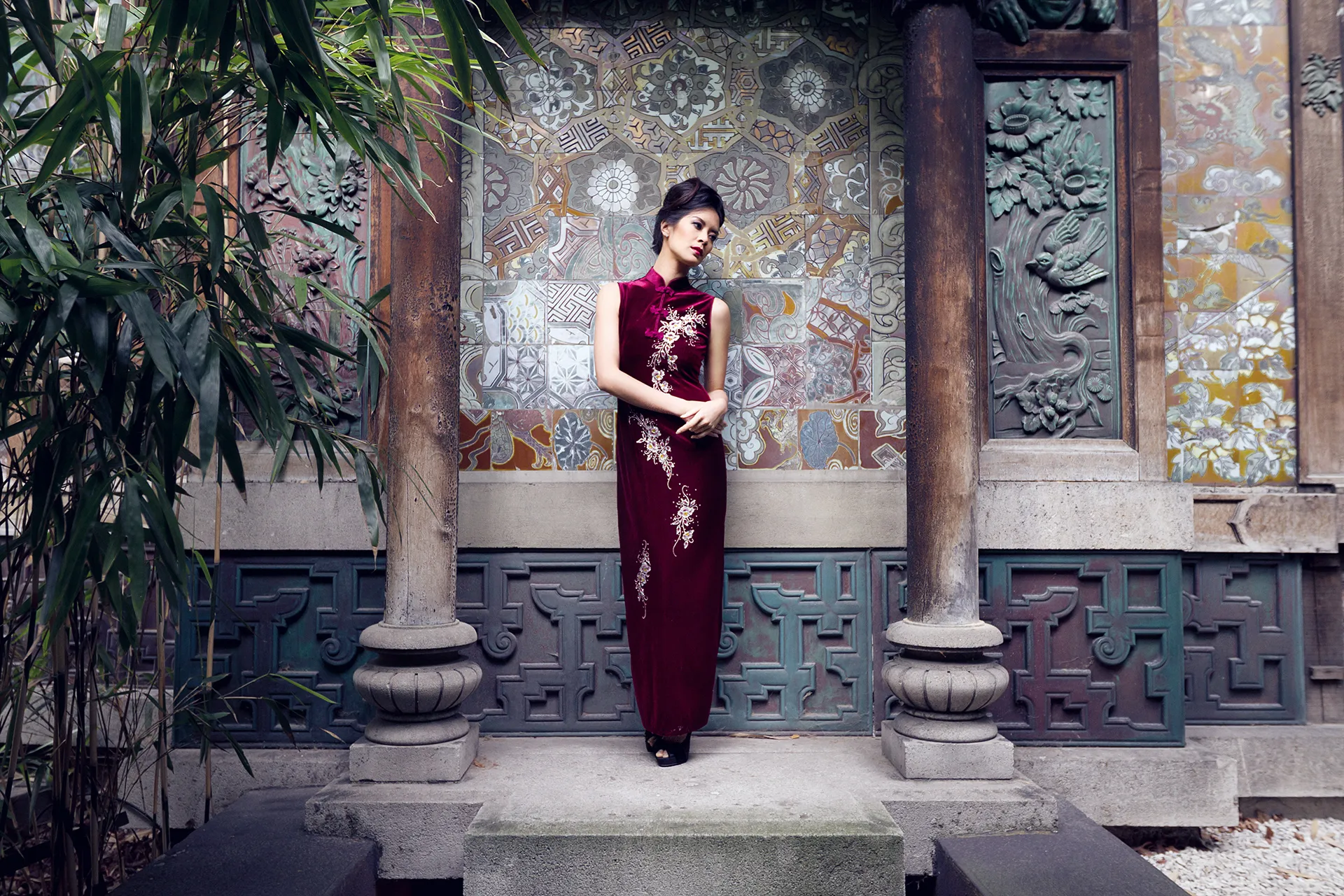 Asian model traditional dress architecture - projects
